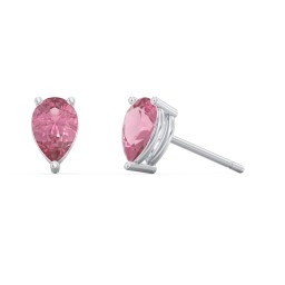 Classic Pear Cut Stud Earrings in 925 Sterling Silver with Pink Tourmaline