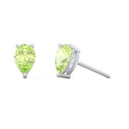 Classic Pear Cut Stud Earrings in 925 Sterling Silver with Peridot