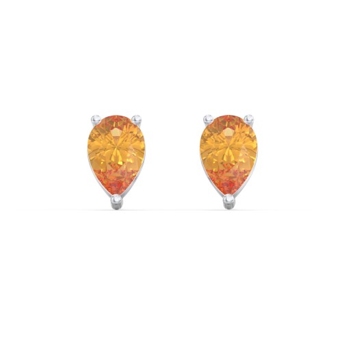 Classic Pear Cut Stud Earrings – Sterling Silver with Citrine