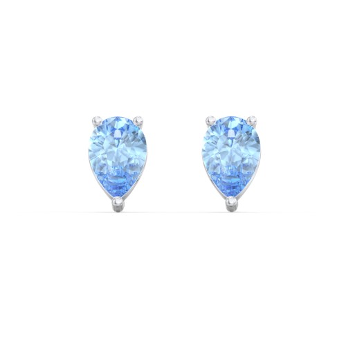 Classic Pear Cut Stud Earrings – Sterling Silver with Blue Topaz