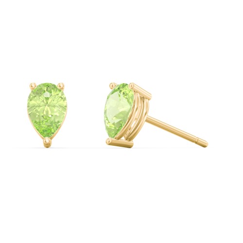 Classic Pear Cut Stud Earrings – 10K Yellow Gold with Peridot