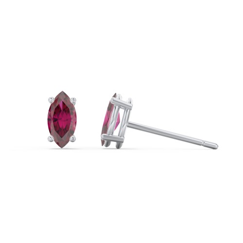 Classic Marquise Cut Stud Earrings – Sterling Silver with Ruby