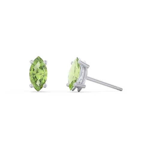 Classic Marquise Cut Stud Earrings – Sterling Silver with Peridot