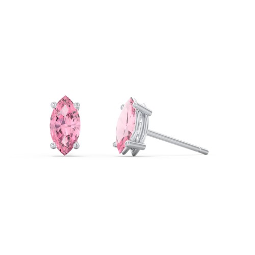 Classic Marquise Cut Stud Earrings – Sterling Silver with Pink Tourmaline