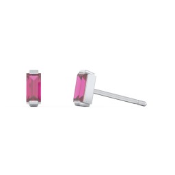 Classic Baguette Cut Stud Earrings in 925 Sterling Silver with Ruby