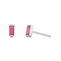 Classic Baguette Cut Stud Earrings in 925 Sterling Silver with Ruby