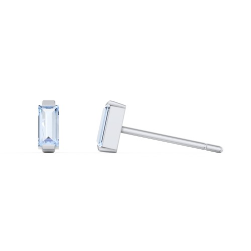 Classic Baguette Cut Stud Earrings – Sterling Silver with Aquamarine