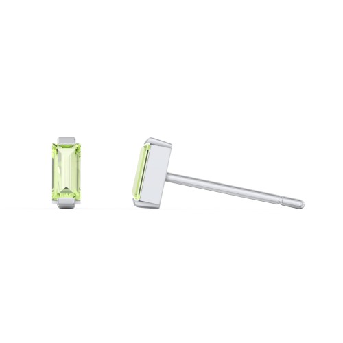 Classic Baguette Cut Stud Earrings – Sterling Silver with Peridot