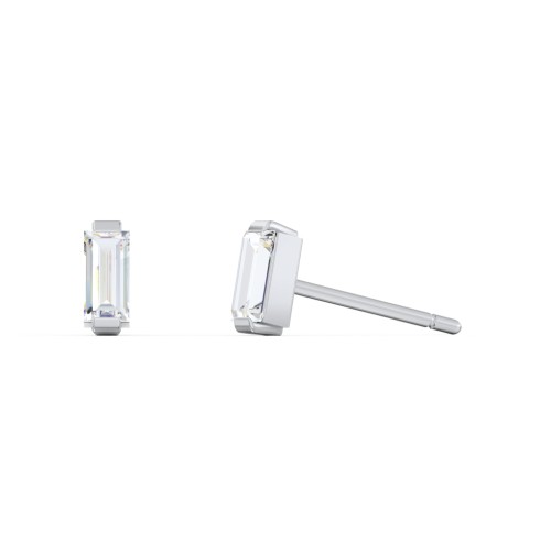 Classic Baguette Cut Stud Earrings – Sterling Silver with Cubic Zirconia
