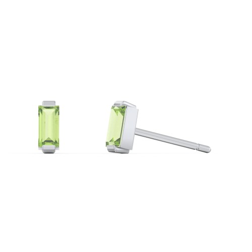 Classic Baguette Cut Stud Earrings – Sterling Silver with Peridot