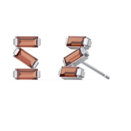 Baguette Scatter Stud Earrings in 925 Sterling Silver with Garnet