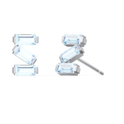 Baguette Scatter Stud Earrings in 925 Sterling Silver with Aquamarine