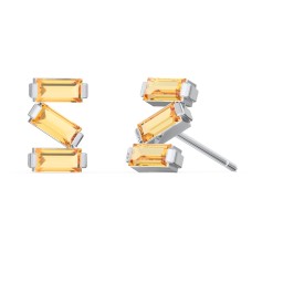 Baguette Scatter Stud Earrings in 925 Sterling Silver with Citrine