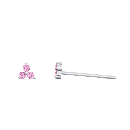 Mini Cluster Stud Earrings – Sterling Silver with Red Premium Zirconia