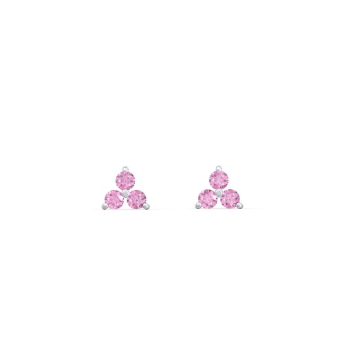 Mini Cluster Stud Earrings – Sterling Silver with Red Premium Zirconia