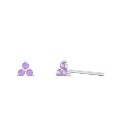 Mini Cluster Stud Earrings in 925 Sterling Silver with Amethyst Premium Zirconia
