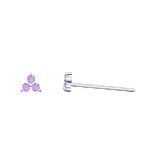 Mini Cluster Stud Earrings – Sterling Silver with Amethyst Premium Zirconia