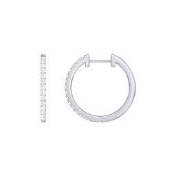 Large Lab Diamond Huggie Hoop Earrings in 925 Sterling Silver