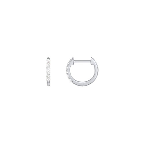 Small Lab Diamond Huggie Hoop Earrings – Sterling Silver