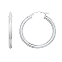 Large Tube Hoop Earrings in 925 Sterling Silver