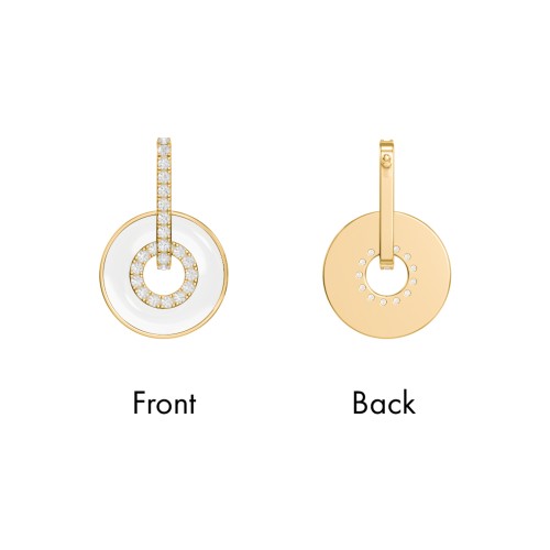 Pavé Drop Studs with Spinning Enamel Discs – 18K Gold Plated Silver