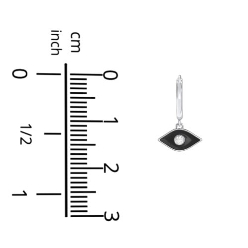 Evil Eye Charm Huggie Earrings with Enamel and Accent