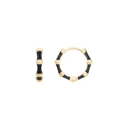 Bamboo Huggie Earrings with Enamel