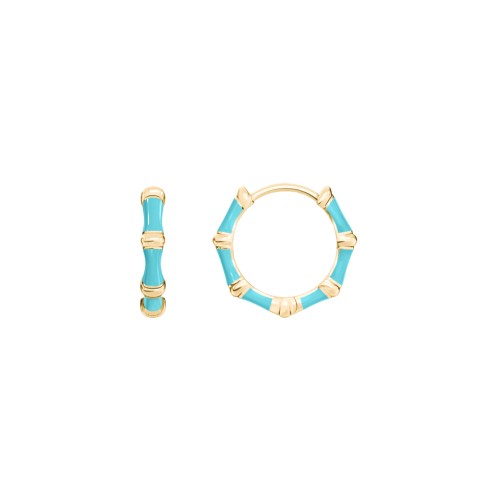 Bamboo Huggie Earrings with Enamel – 18K Gold Plated Silver