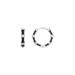 Bamboo Huggie Earrings with Enamel in 925 Sterling Silver