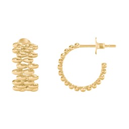 Bold Bubble Pattern Open Hoop Studs in 14K Gold Plated Silver