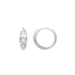 Tiny Floral Huggie Earrings with Accent Stones in 925 Sterling Silver