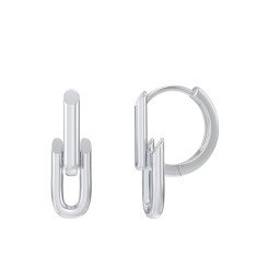 Drop Link Huggie Earrings in 925 Sterling Silver