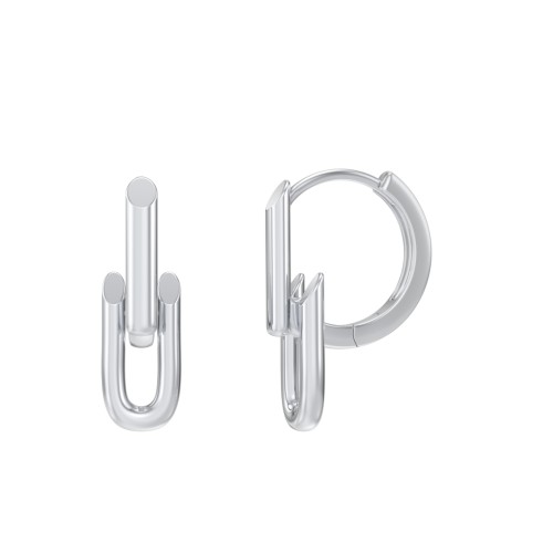 Drop Link Huggie Earrings – Sterling Silver