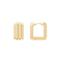 Grooved Rectangular Huggie Earrings