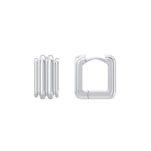 Grooved Rectangular Huggie Earrings – Sterling Silver