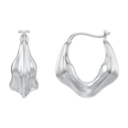 Chunky Organic Leaf Hoop Earrings in 925 Sterling Silver