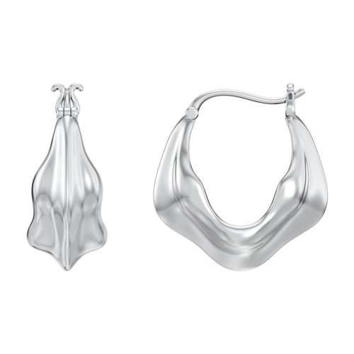 Chunky Organic Leaf Hoop Earrings – Sterling Silver