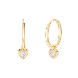 Medium Hoops with Removable Puffy Heart Birthstone Charms in with Diamond