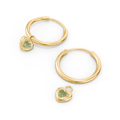 Medium Hoops with Removable Puffy Heart Birthstone Charms