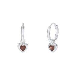 Small Hoops with Removable Puffy Heart Birthstone Charms