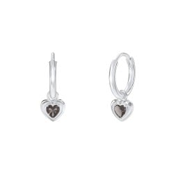 Small Hoops with Removable Puffy Heart Birthstone Charms