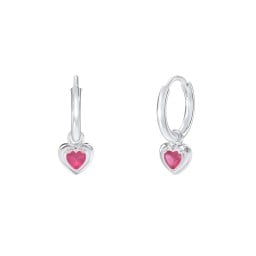 Small Hoops with Removable Puffy Heart Birthstone Charms