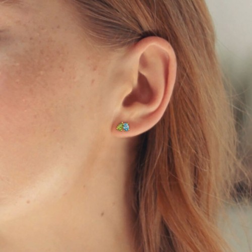 Toi et Moi Oval and Pear Gemstone Stud Earrings