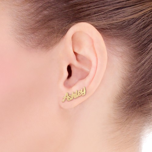 Personalized Name Stud Earrings – Sterling Silver