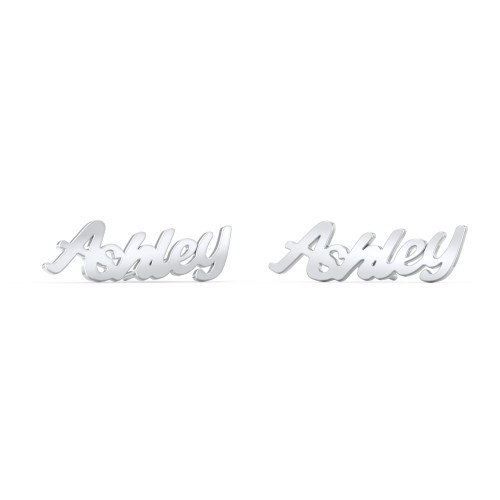Personalized Name Stud Earrings – Sterling Silver
