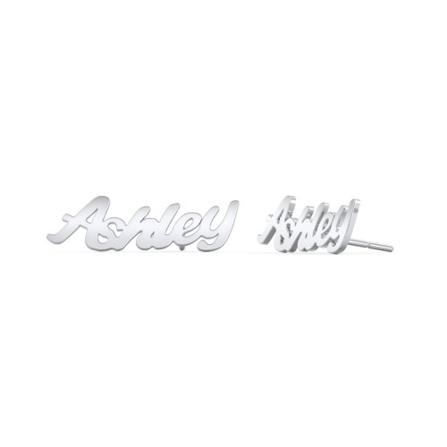 Personalized Name Stud Earrings – Sterling Silver