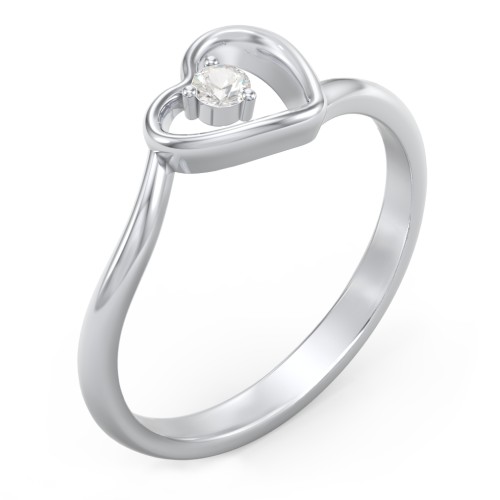 Heart Bypass Ring – Sterling Silver with Cubic Zirconia