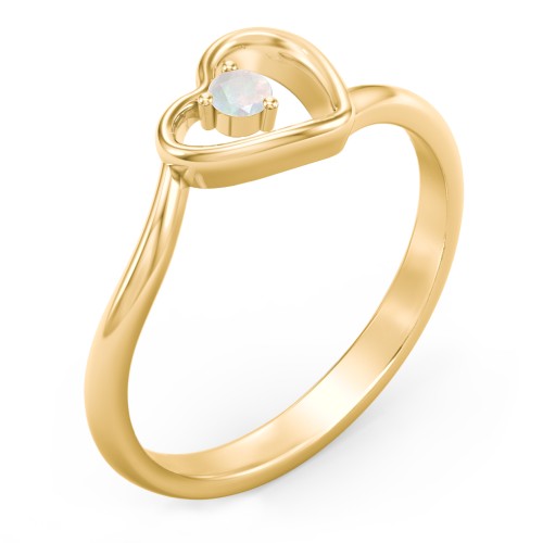 Heart Bypass Ring – 18K Gold Plated Silver with Opal