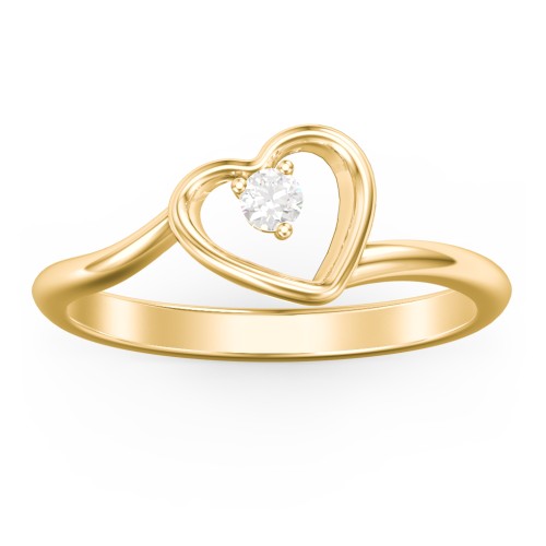 Heart Bypass Ring – 10K Yellow Gold with Cubic Zirconia