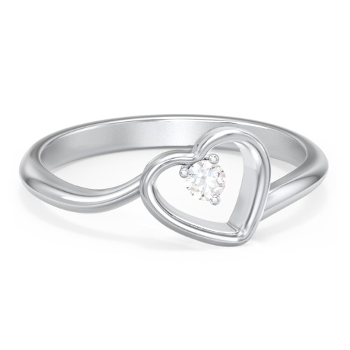 Heart Bypass Ring – Sterling Silver with Cubic Zirconia